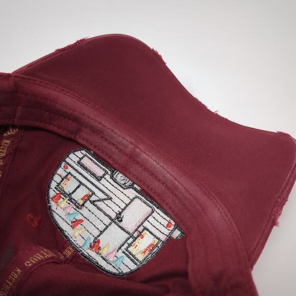 Happy Camper Baseball Cap Red One Size Adjustable Distressed KB ETHOS Vintage - Picture 7 of 9